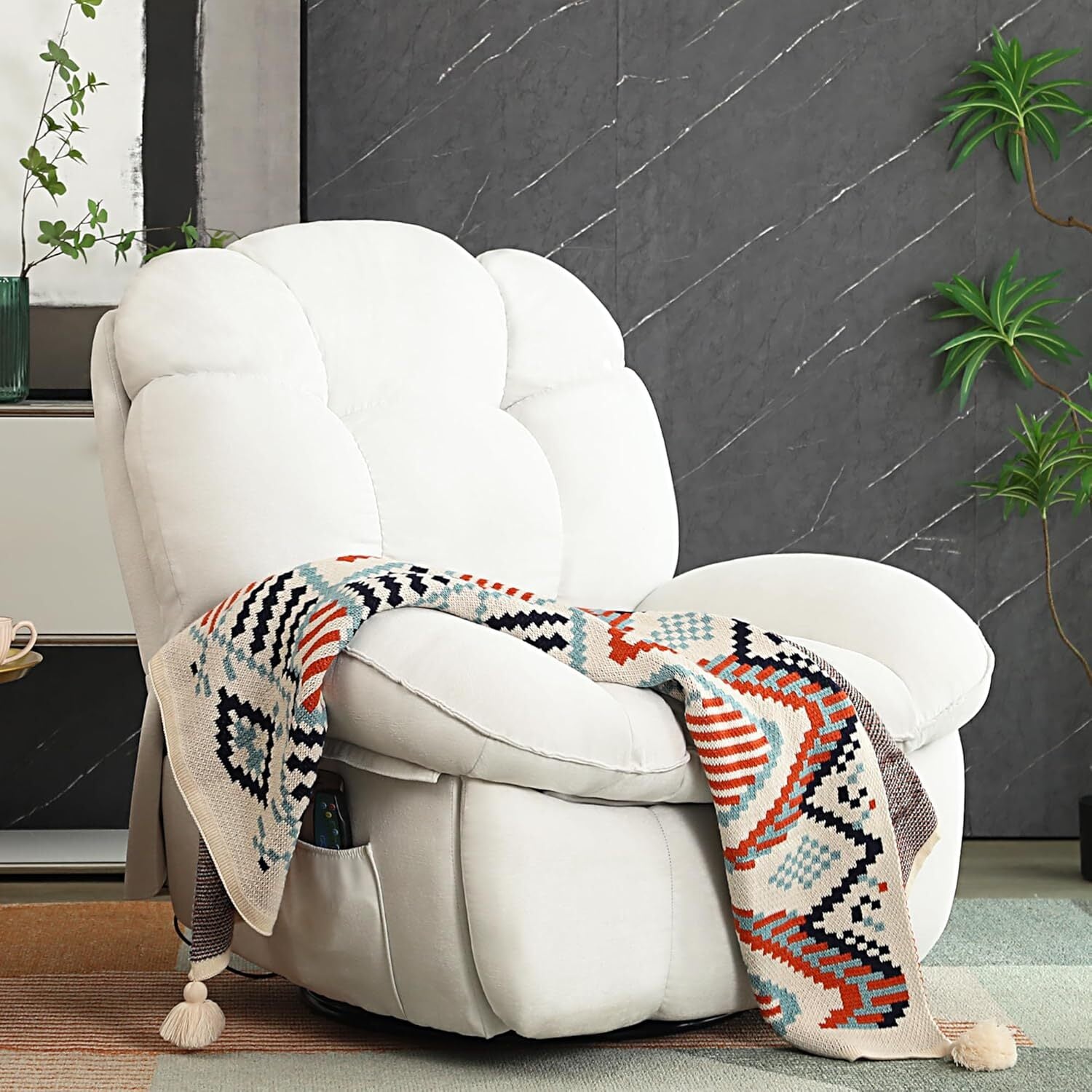 Luxury Swivel Recliner Armchair – 360° Comfort with Adjustable Backrest