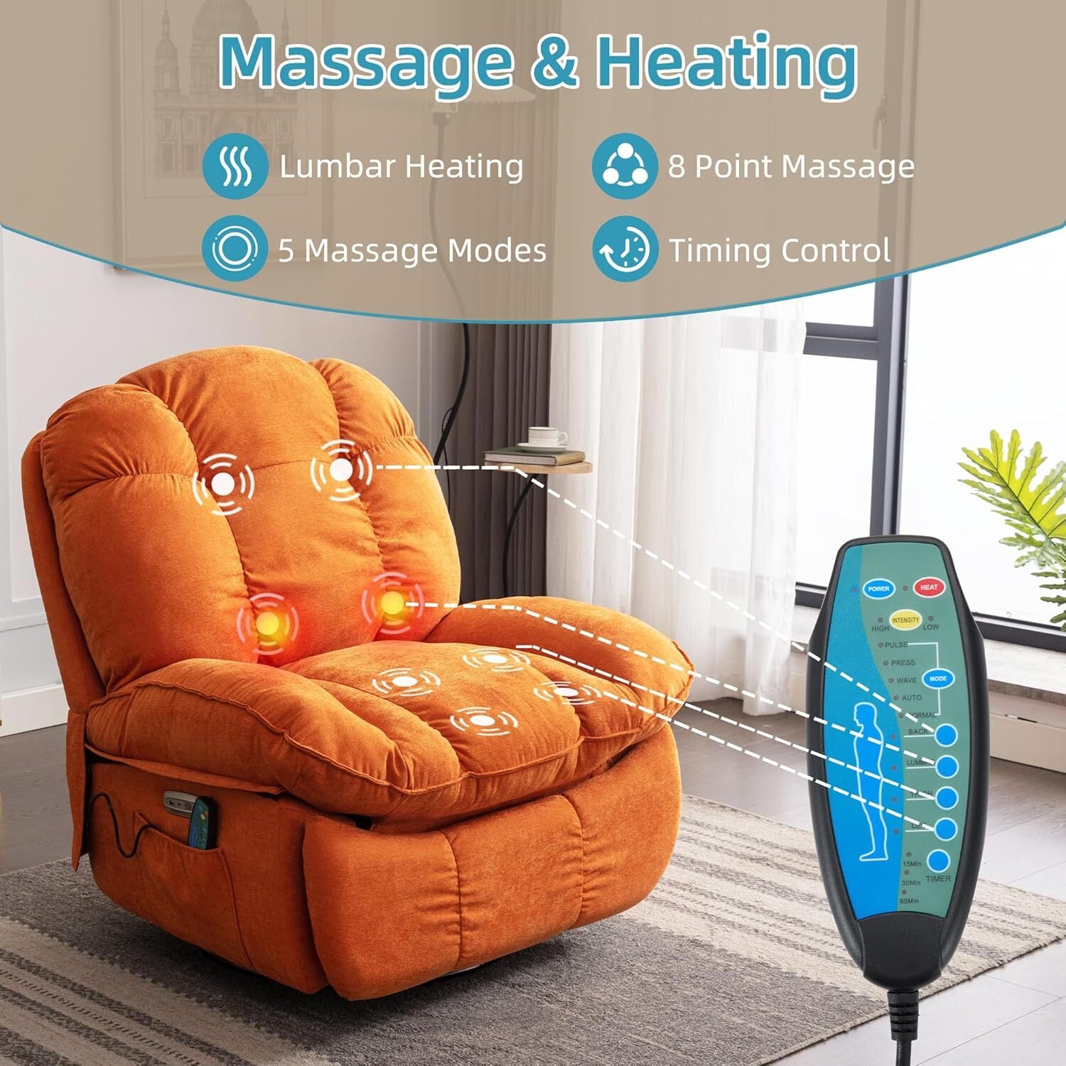 Luxury Swivel Recliner Armchair – 360° Comfort with Adjustable Backrest