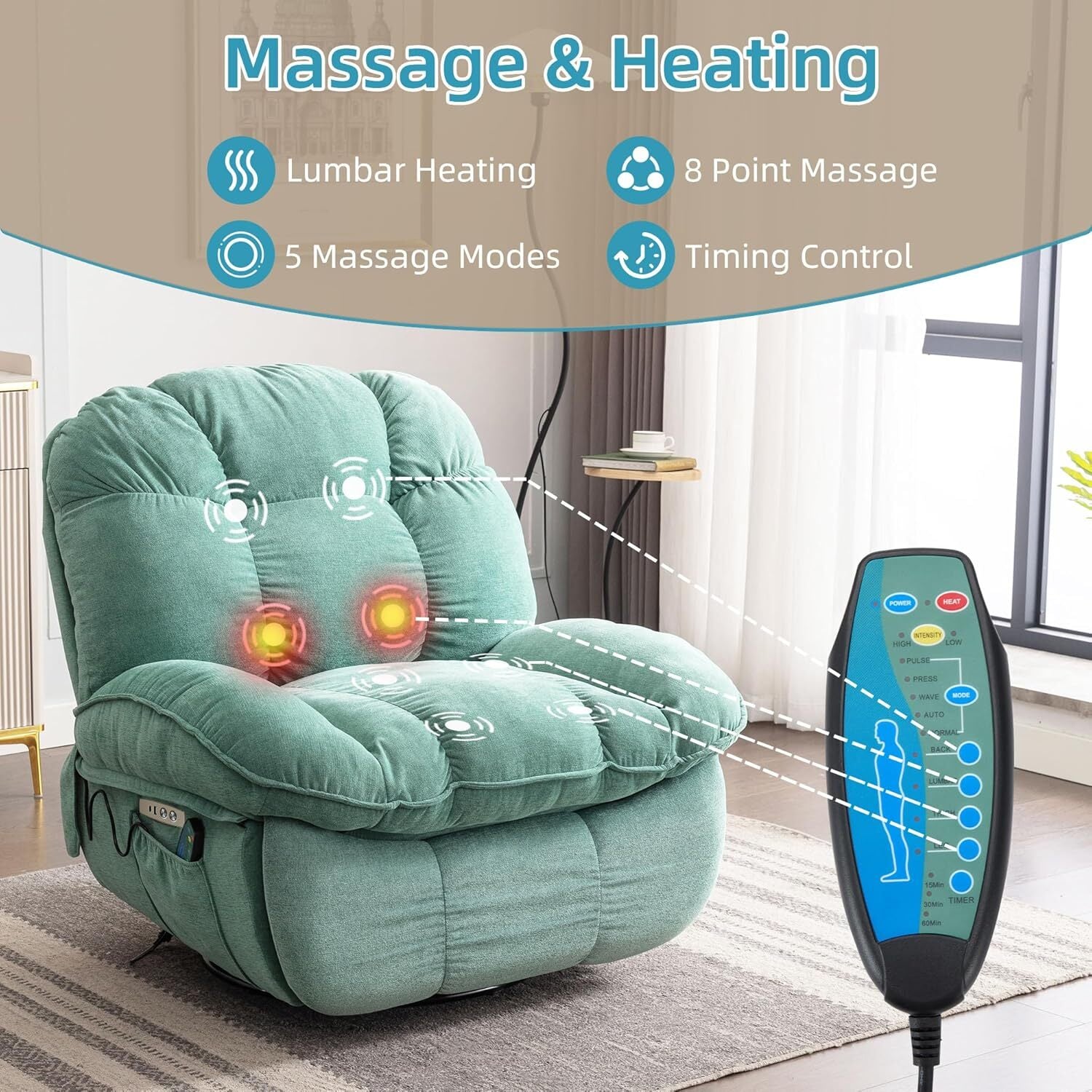 Luxury Swivel Recliner Armchair – 360° Comfort with Adjustable Backrest